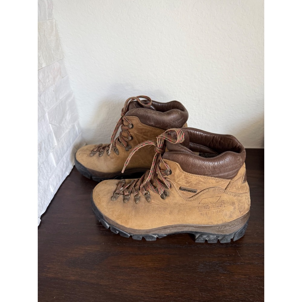Zamberlan Gore-Tex Tan Leather Hiking Boots Made in Italy Vibram Sole Mens 8.5